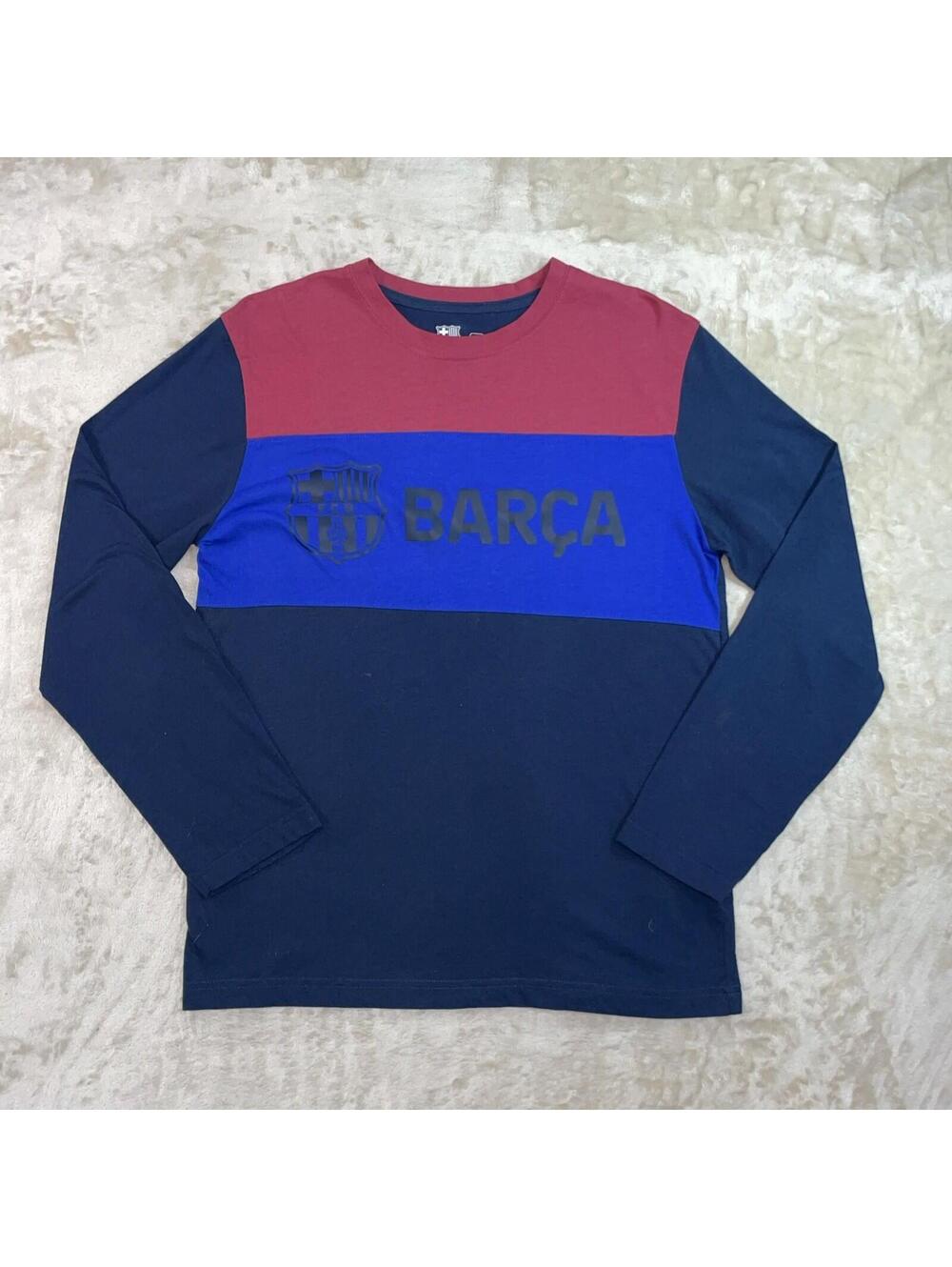 FC Barcelona Long Sleeve T Shirt Blue Red Barca Crew Neck Mens Size M